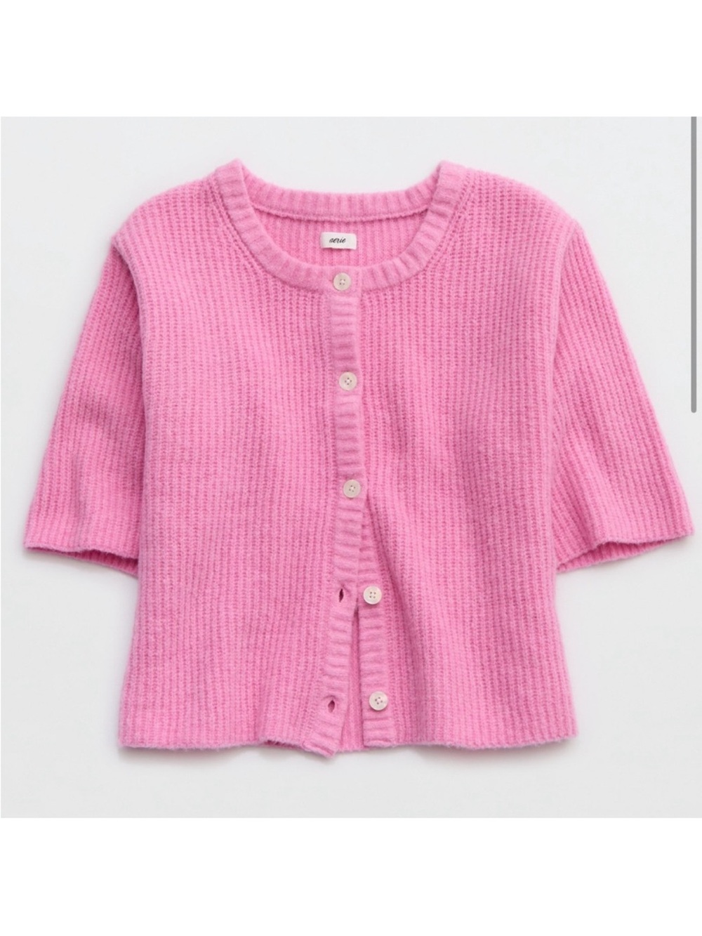 NWT Aerie unREAL Short Sleeve Cardigan Pink Raspberry Size Medium - Picture 4 of 9